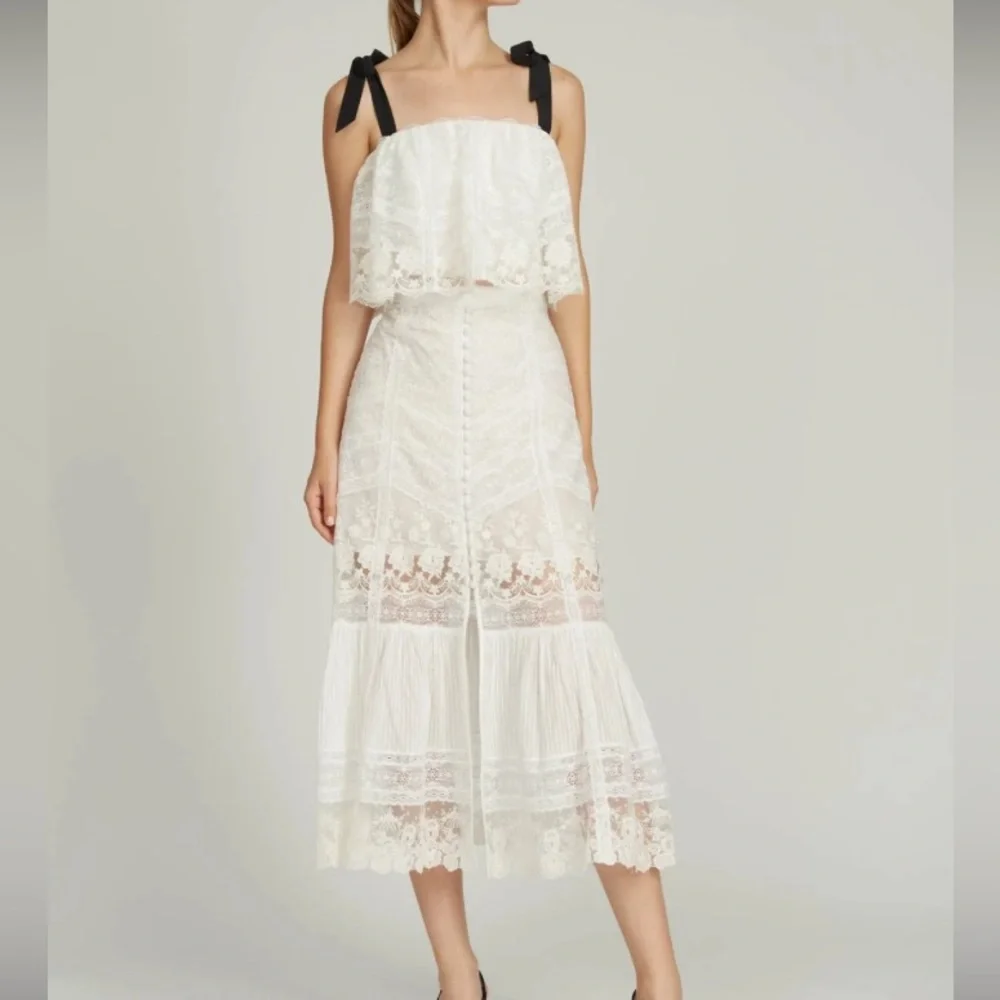 SALONI Skirt & Top in Ivory Lace, size 6 - Picture 1 of 16